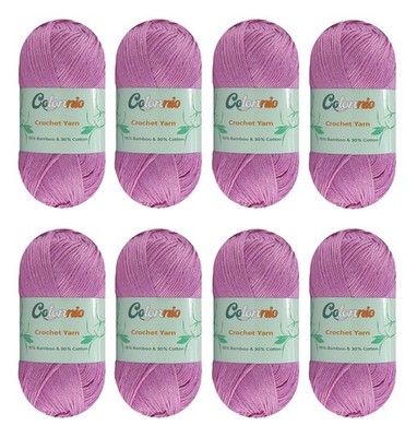 8 Skeins Cotonnio Sunny Cat Yarn, Bamboo-Derived Rayon & Cotton Superfine
