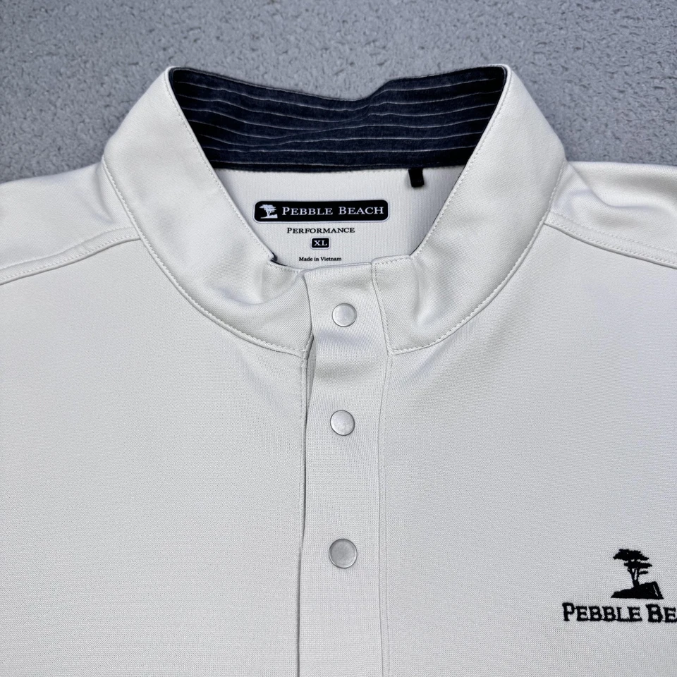 Pebble Beach Vest Mens XL Beige Golf Sleeveless Snap Placket Mock Neck Pullover - Image 3 of 4