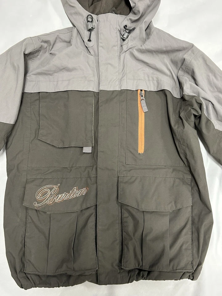 Chaqueta de Snowboard Burton Niños Mediana Gris Verde Naranja Nieve Esquí Invierno Con Capucha Foto 3 de 4