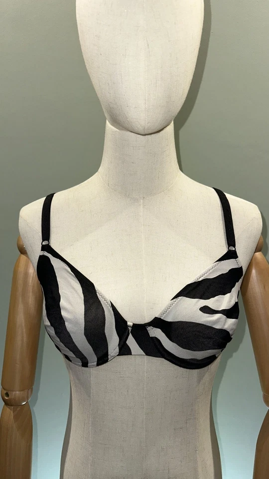 Sexy sujetador de malla con estampado de cebra negro/blanco Dolce & Gabbana para mujer talla 34C Foto 3 de 4