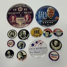 Political Campaign Pinback Button Lot Of 13 Reagan Nixon JFK Vtg Reproduction