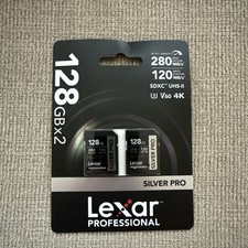 Professional UHS-II 128GB Silver PRO SD Cards - 2-Pack for Photographers