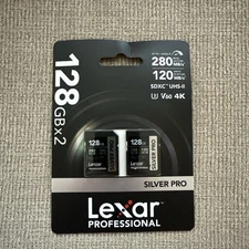 Professional UHS-II 128GB Silver PRO SD Cards - 2-Pack for Photographers