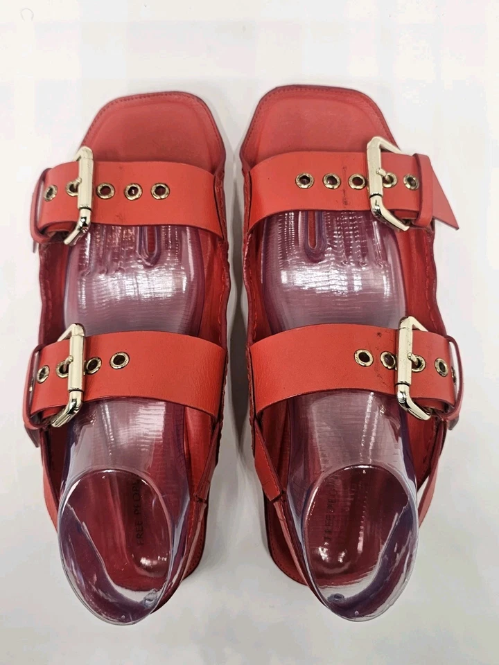 Sandalias Free People Blossom Hebilla Cuero Rojo Mujer Talla 10 Boho Informales Correas Foto 3 de 4