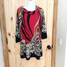 vintage Aryeh sweater dress size Large bright colors Shift dress