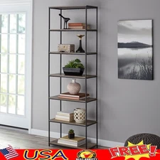 6-Shelf Metal Frame Bookcase Open Shelf Storage Unit Book Display Stand New