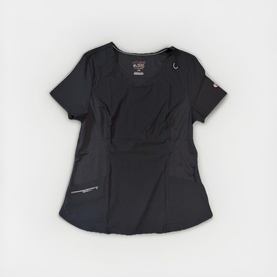 Urbane Align Women's Contemporary Fit 3 Pocket Round Neck Scrub Top -Black- XL
