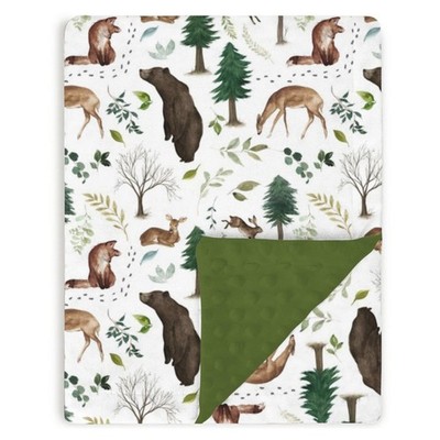 Forest Woods Animal Baby Blankets for Girls Boys 30'' x 40'', Green Soft Double...