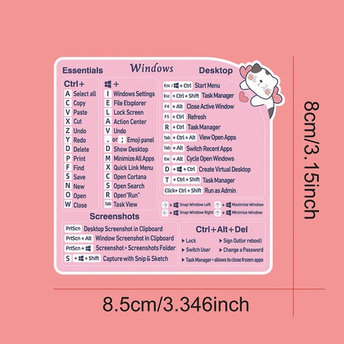 2 pièces autocollants raccourcis clavier référence motif chat rose vinyle pour ordinateurs portables - Photo 3/8