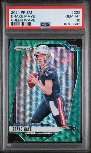 2024 PANINI PRIZM GREEN WAVE #329 DRAKE MAYE ROOKIE RC PSA 10