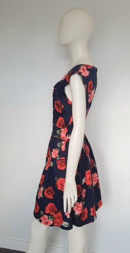 Timeless By Vanessa Tong Size 18 Navy Blue & Red Floral Fit & Flare Dress - Picture 7 of 9