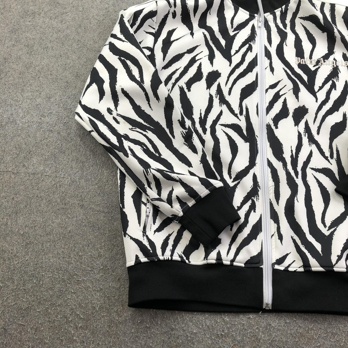 Palm Angels Jacket Mens Large White Zebra Track Full Zip Animal