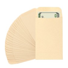 Money Envelope 25 Pcs 3.5" x 2.2" Cash Holder for Checks Coins Khaki