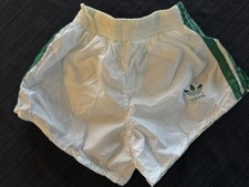 Vtg 70s 80s NOS White Green Athletic Kids Boys Size Small Age 6 Swimsuit Nylon