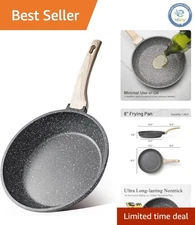 Lightweight 8-Inch Nonstick Granite Cooking Pan - Effortless Cleanup Solution