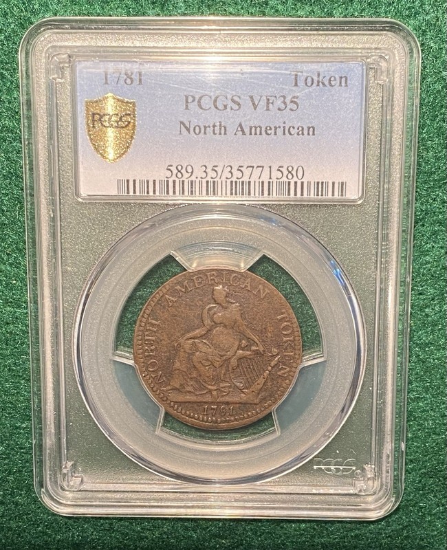 1781 North American Token PCGS VF35 Gold Shield  Great looking problem free coin