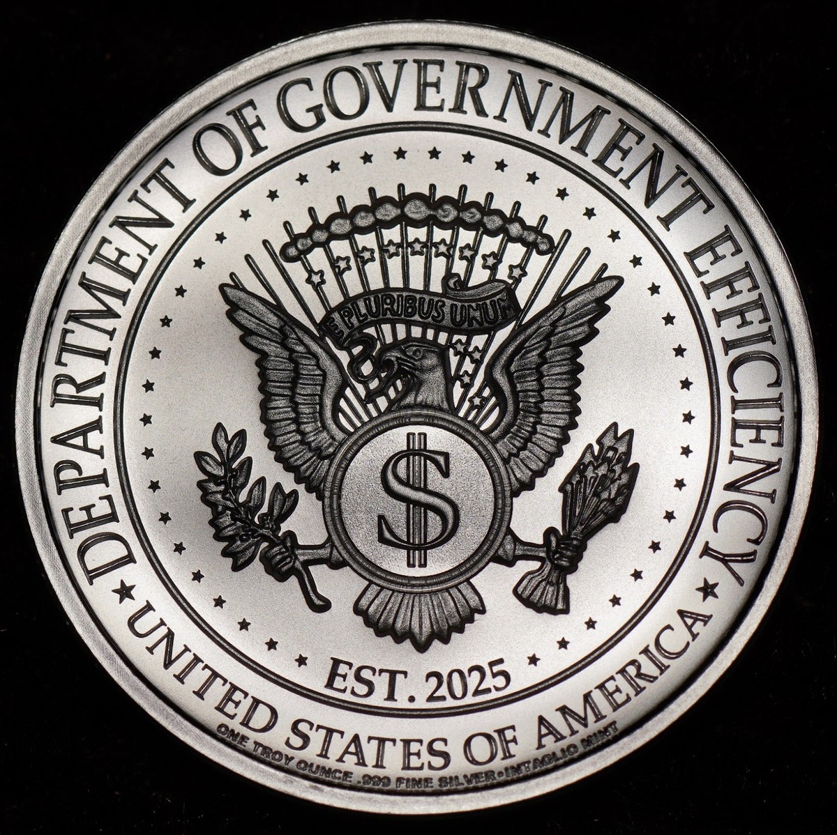 USA DOGE Donald Trump Elon Musk Intaglio Mint 1oz 999 FINE Silver
