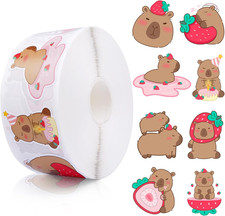 Capybara Stickers Roll, 1000 Pcs Cute Animal Decals, 8 Patterns for Kids