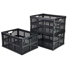 Collapsible Storage Crates 3 Pack 30L Foldable Black