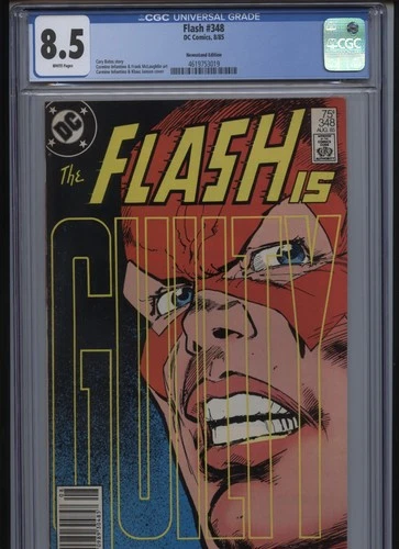 Flash #348 (1985) DC Comics Newsstand The Flash Comic Book, CGC GRADE 8.5