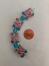 Lampwork Glass Floral Beads Lot Of 4 PC 