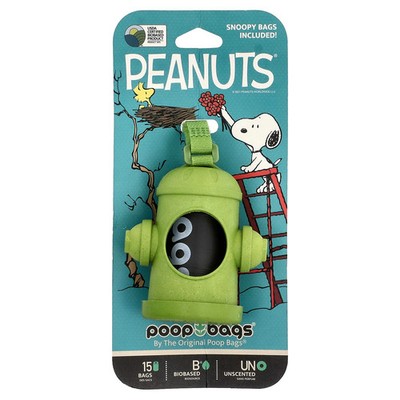 Peanuts , Bag Dispenser, Green, Snoopy Bags, Unscented, 1 Dispenser, 15 Bags