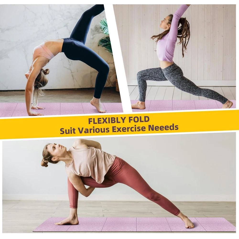 Portable 6mm Non-Slip TPE Yoga Mat with Carry Bag for Travel Pilates & Sports
