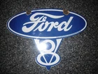 VINTAGE 12"x9" FORD PORCELAIN SIGN OLD 1939 CAR AUTO PARTS V8