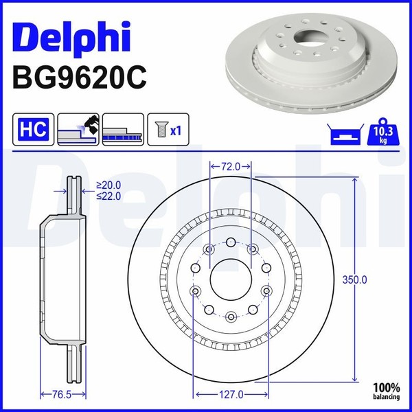 2X Delphi Bremsscheibe BelüFtet Ø350Mm FüR Jeep Wrangler IV JL Gladiator-image