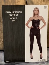 Faux Leather CORSET Color: BLACK Adult S/M Size Halloween Costume Cosplay