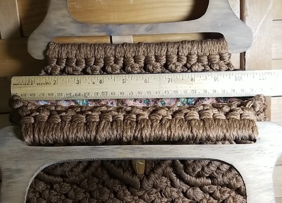 Cartera hippie boho marrón cacao cuentas macramé de colección Foto 4 de 4