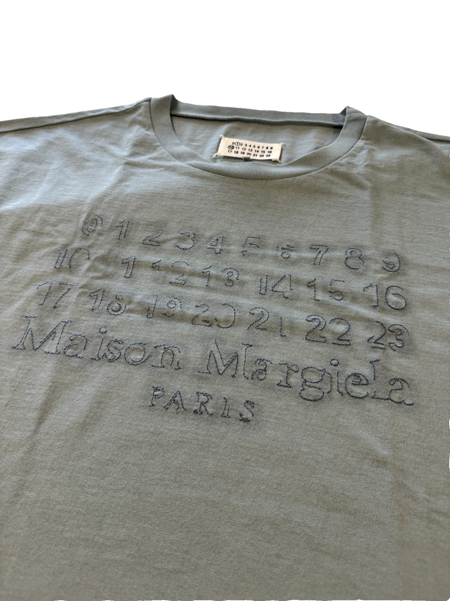 Maison Margiela Numbers Motif T Shirt Light Blue Oversized Cotton