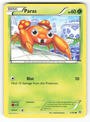 Paras 1/162 Common BREAKthrough Pokemon Moderately Played