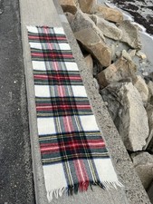 VTG scarf Pierre Cardin 100 Lambswool 52  x11  Uruguay dress Stewart tartan red