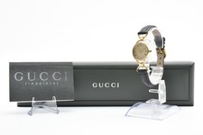 EXC 5 GUCCI 6000.2.L 23mm Gold Dial Black Band Quartz Women's Watch From JAPAN