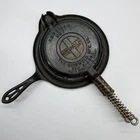 Vintage Griswold No 7 Cast Iron Waffle Iron 1908 Erie PA USA With Base Ring