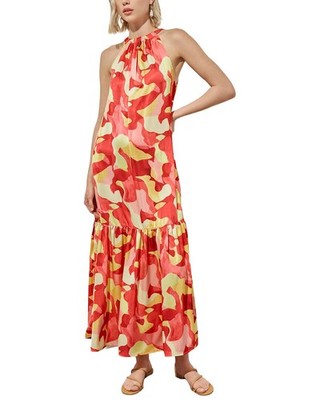 Ming Wang Drop-Waist Crepe De Chine Maxi Dress Women's