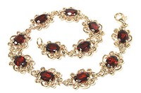 9ct Gold Garnet Bracelet Gift Boxed, Hallmarked Made In Uk 9ct Gold Garnet Bracelet Gift Boxed, Hallmarked Made In Uk