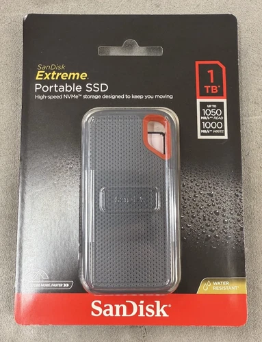 SanDisk Extreme 1TB, USB-C Portable External SSD - Black (SDSSDE61-1T00-AT)