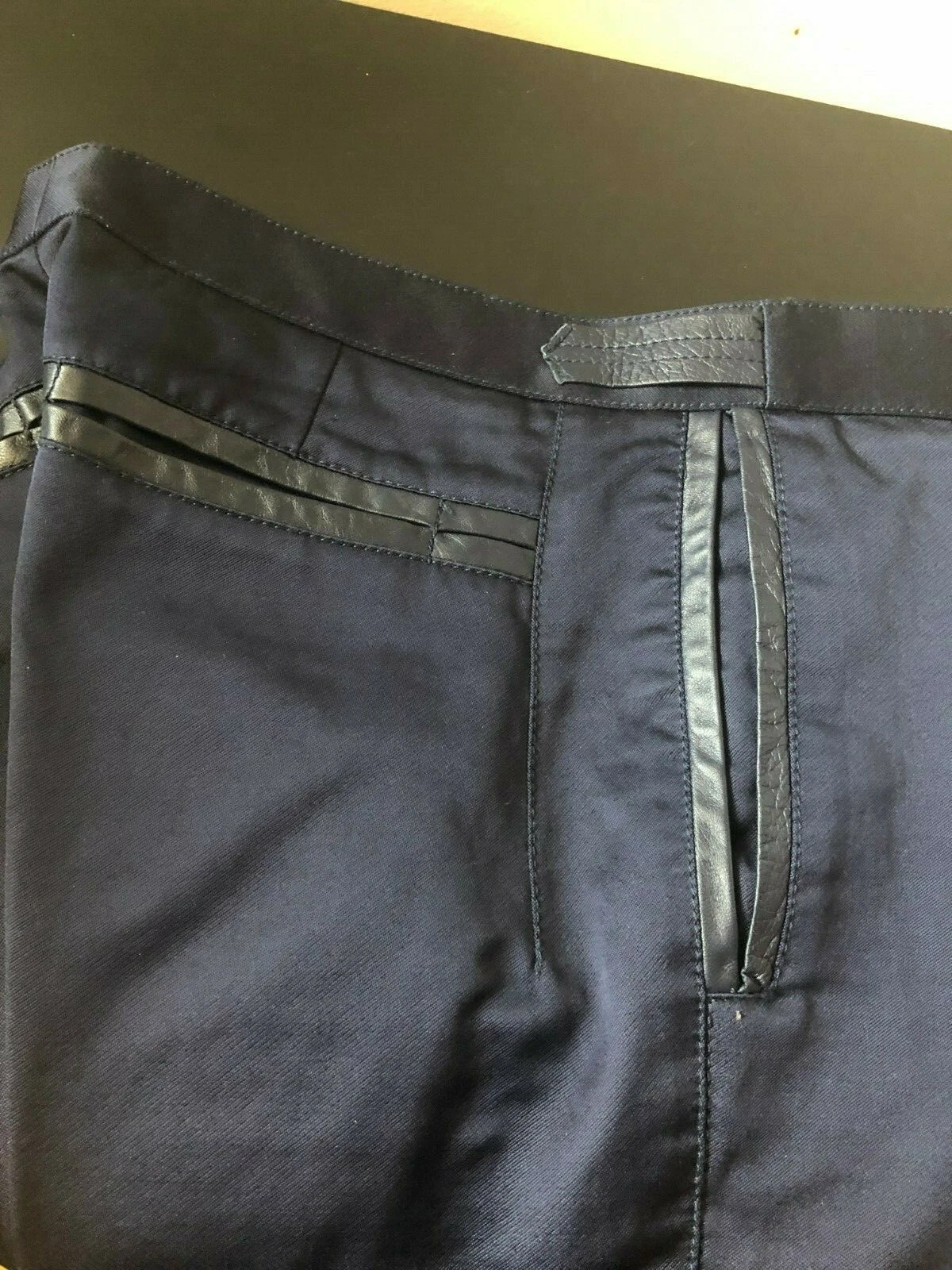 GIANNI VERSACE BLU ABITO PANTALONE COTONE CON RIFINITURE IN PELLE TAGLIA M