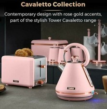 Tower Cavaletto Pink Set of 8 Kettle Toaster & Kitchen Storage Matching Set
