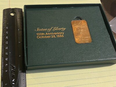 VINTAGE COPPER MEDAL INGOT - STATUE OF LIBERTY - 100TH ANNIVERSRAY 1886 - 1986