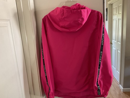 NWT $99 Spyder Hooded Full Zipper Lined Women’s Pink Waterproof Wind Jacket Sz M - Picture 8 of 13