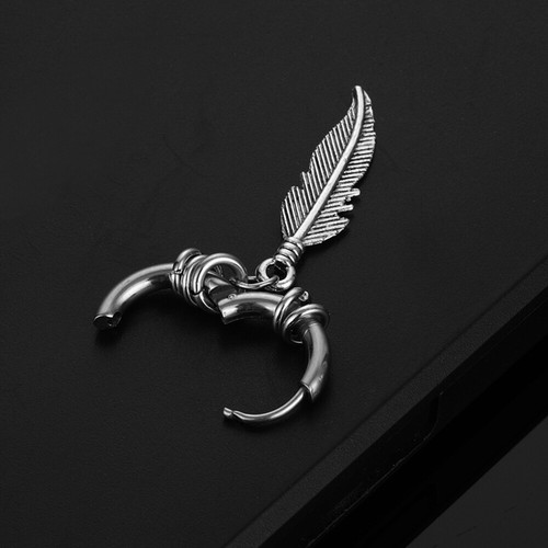 Unisex-Herren-Ohrringe Feder-Ohrringe Creolen Hip-Hop-Ohrschmuck Ohrring + < - Bild 12 von 15