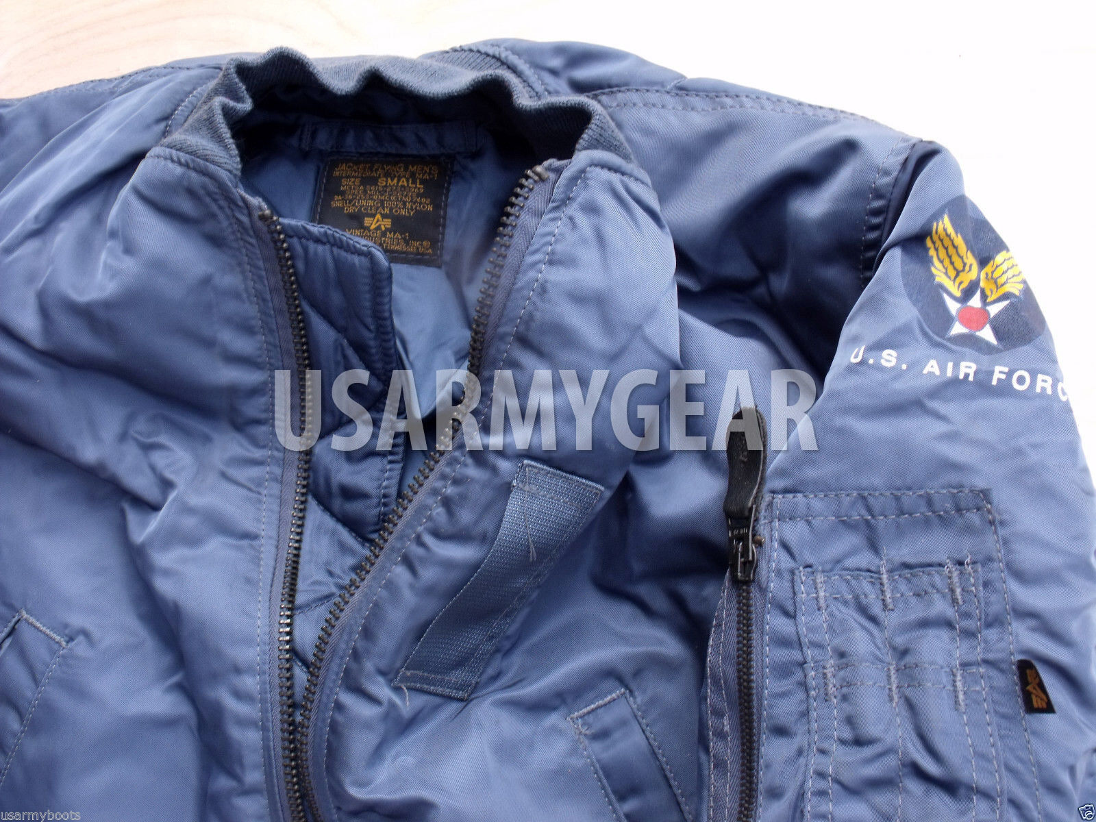 MADE in USA MA-1 ALPHA INDUSTRIES PILOT FLIGHT JACKET US AIR FORCE