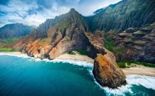 Landscape nature aerial view coast beach cliff sea Custom Gaming Mat Desk