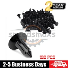 100 Fit 1/4" Hole Plastic Rivet Push In Fastener Bumper Fender Trim Molding Clip