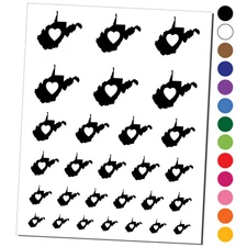 West Virginia State with Heart Temporary Tattoo Water Resistant Set