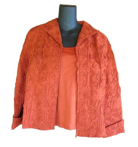 D&Y Boho Jacket And Tank Top Stein Mart 2 Piece Zip Front Orange Rust NWT Size L