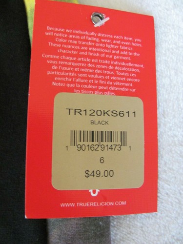 True Religion Tie Dye Cut Off Sweat Shorts -Black -Boy's Size 6 -NWT $49 - Picture 3 of 8